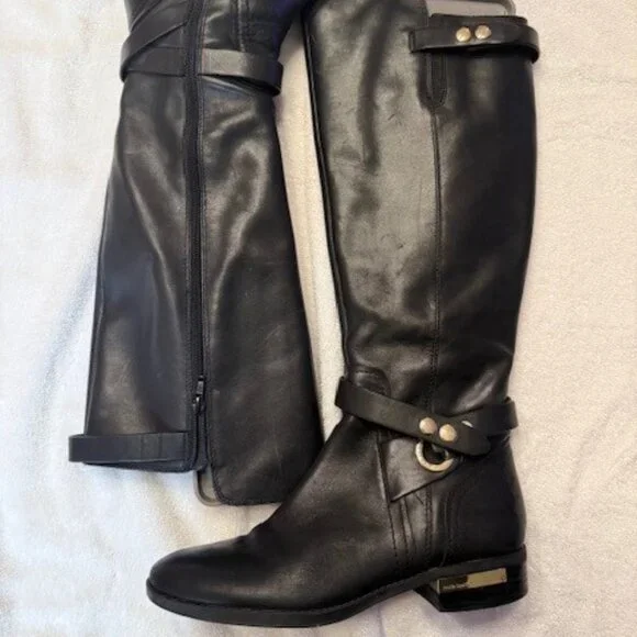 Black Vince Camuto tall boots with gold detail 9M - Picture 3 of 7